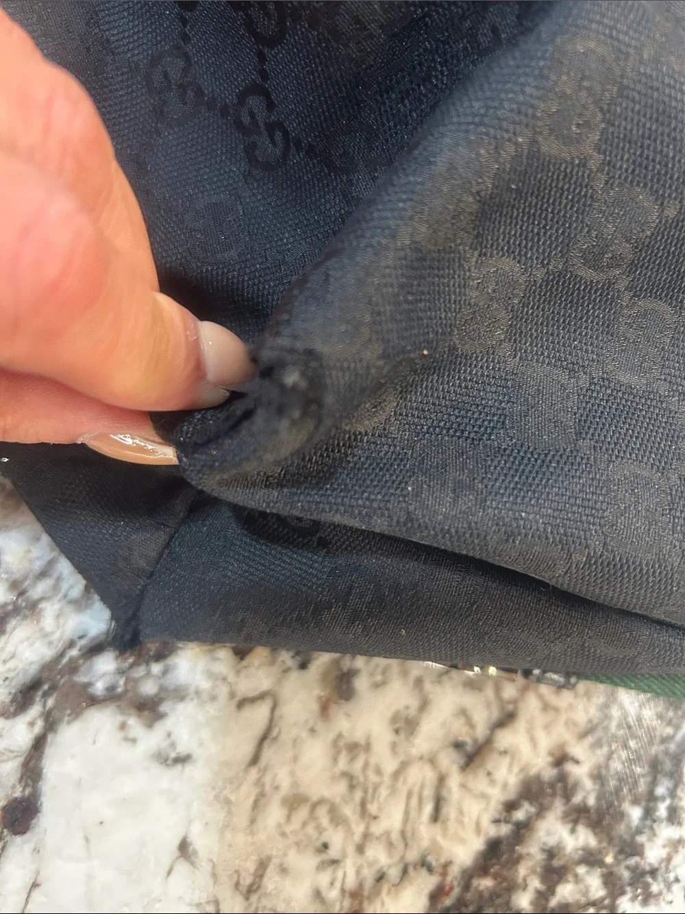 Gucci Black Monogram GG Messanger Bag with Red-Green Web Strap